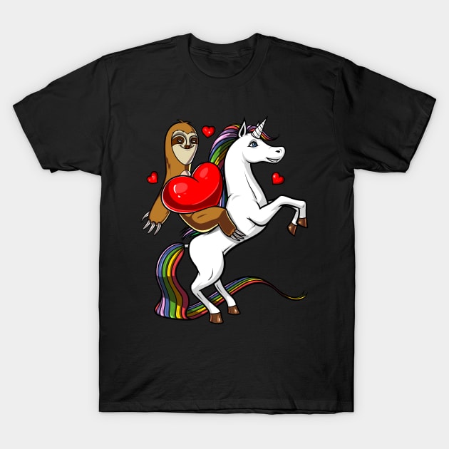 Sloth Riding Unicorn T-Shirt by underheaven